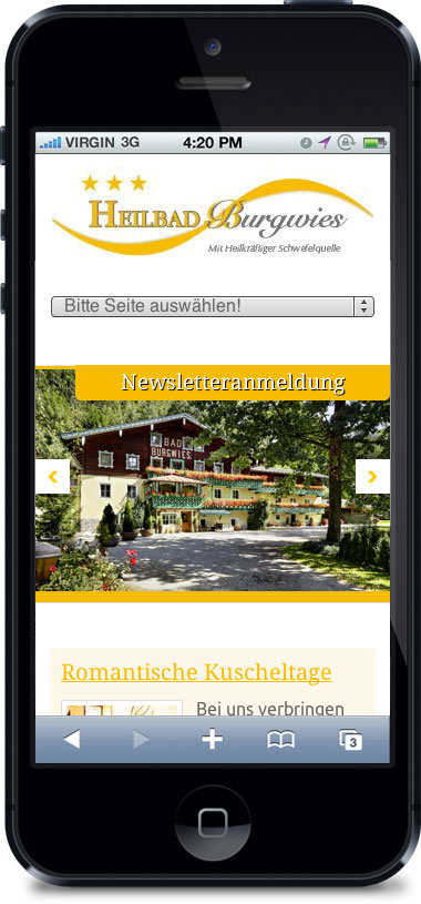 Heilbad Burgwies Homepage auf iPhone